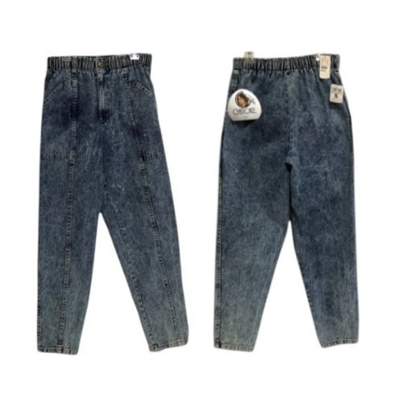 Vtg 80s Tapered Jeans Womens 12 Petite Cherokee Acid Wash Pleated High Waist USA - Picture 1 of 13